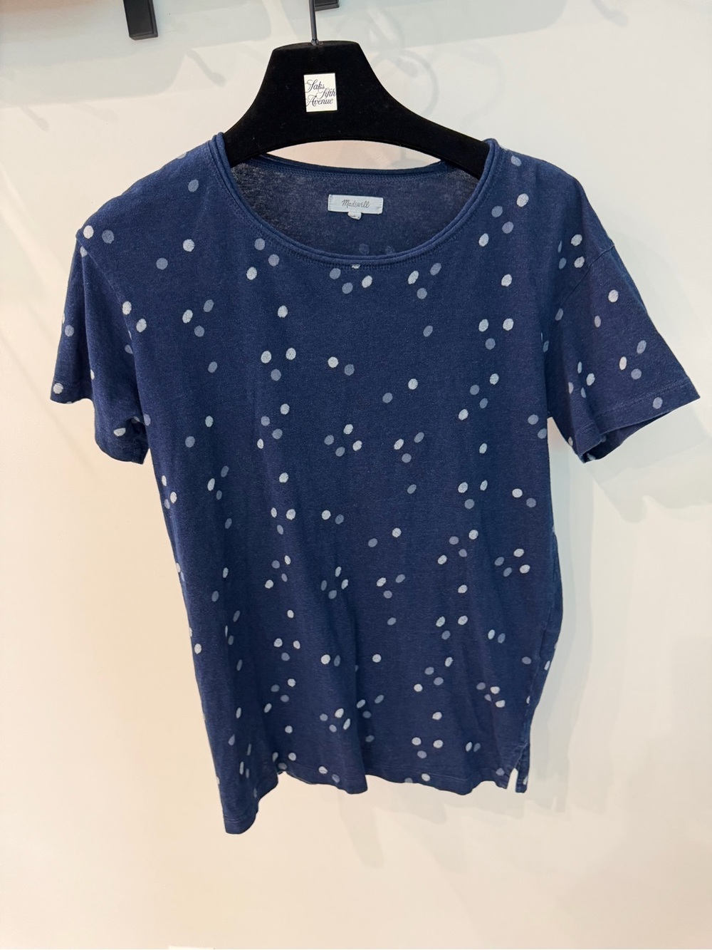 Madewell Navy Tee with Subtle Light Dot Detail